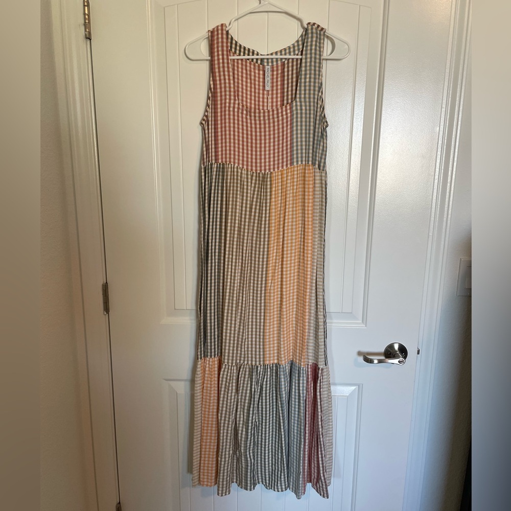 Rachel Pally Phoebe ombré check plaid midi dress size XS